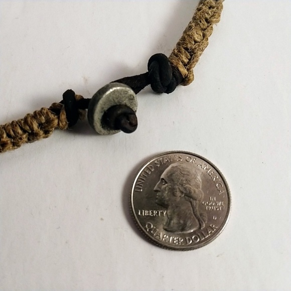 Jute and Leather Choker with Steel Charm - Picture 2 of 5